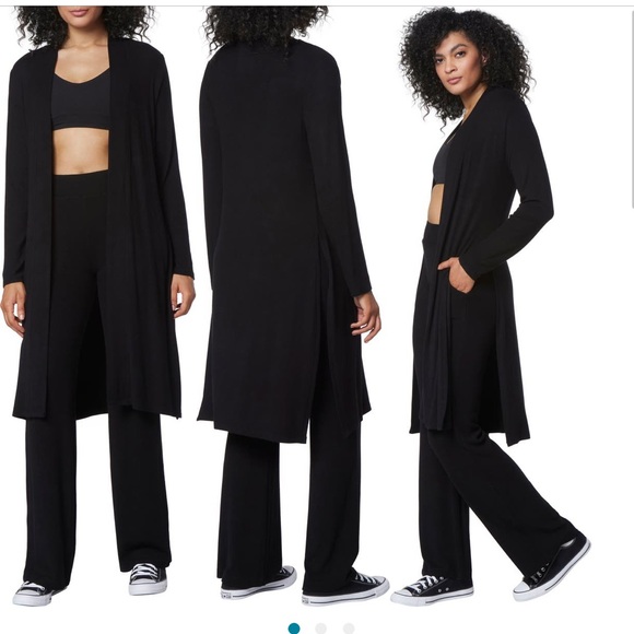 Love Tree NWT Black Knit Long Sleeve Midi Cardigan Sweater Large - Picture 3 of 10